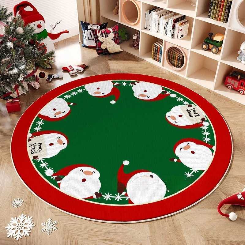 2025 Fleece Anti-Slip Festive Rug Christmas Series Theme Round Carpet Crystal for Living Room and Bedroom DecorationM251117
