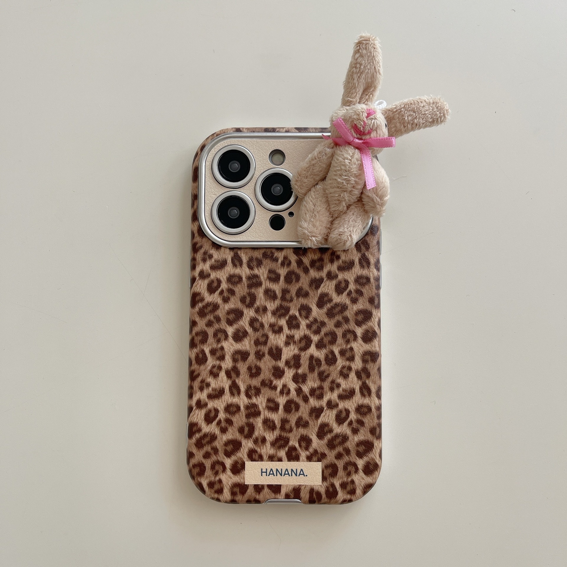 Brown Leopard Print Phone Case Compatible with iPhone 17/16 Pro Max Autumn Winter INS 3D Rabbit Protective Case iPhone 15 for Women