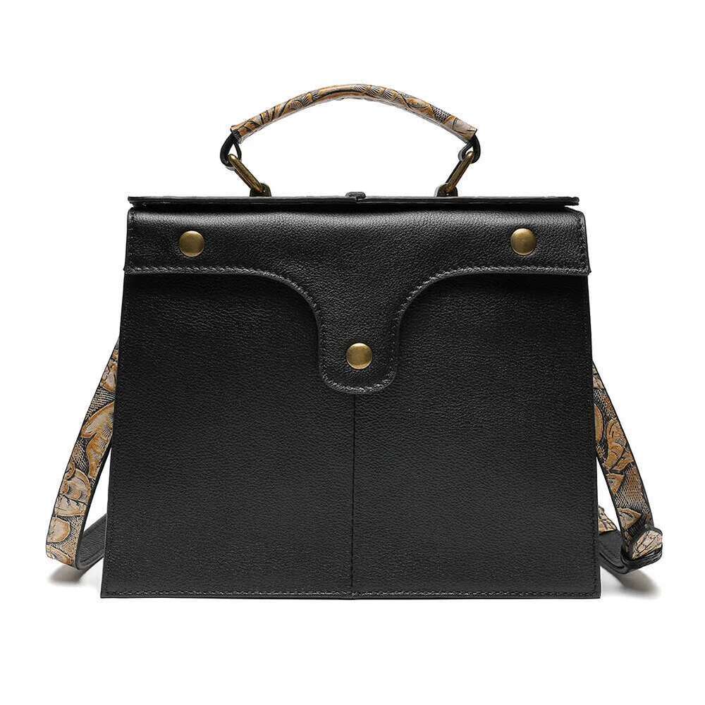 Steampunk Leather Niche Emed Ladies Handbag Retro Style Cowhide Women's Shoulder Diagonal Bag Card Holder