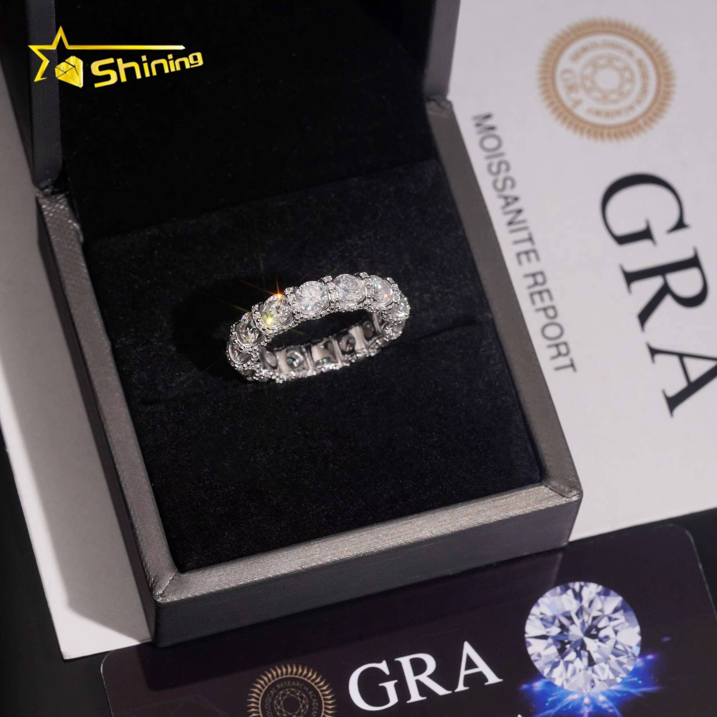 925 Sterling Silver Jewelry Hot Selling High Quality Eternity Band Moissanite Diamond Ring