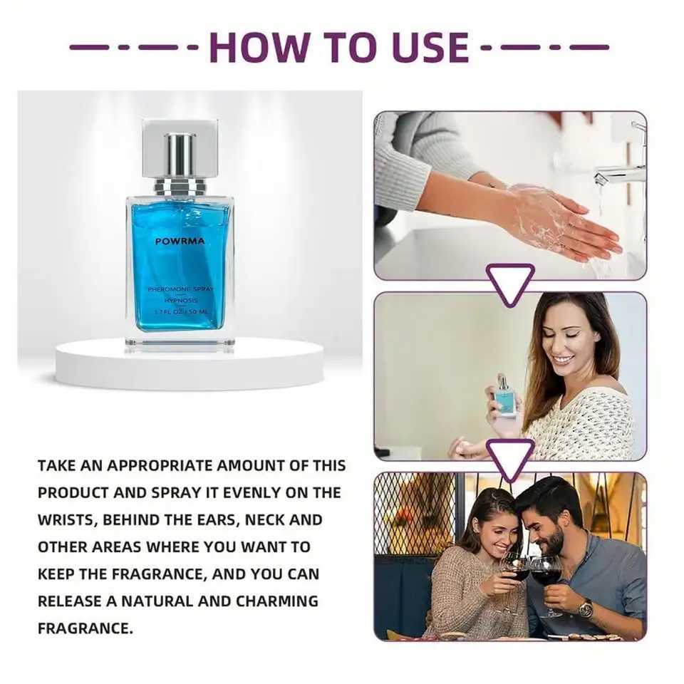 50ml POWRMA Long Lasting Pheromone Perfume Spray for Men Women Pheromone Hypnosis Spray Perfume Dating Perfume GiftW251117