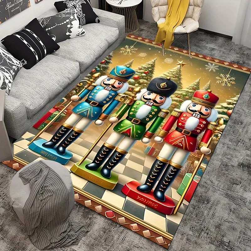 Christmas Nutcracker Soldier Rug for Festive Home Decor HolidayThemed Living Room Carpets Anti slip carpet can be machine washedM251117