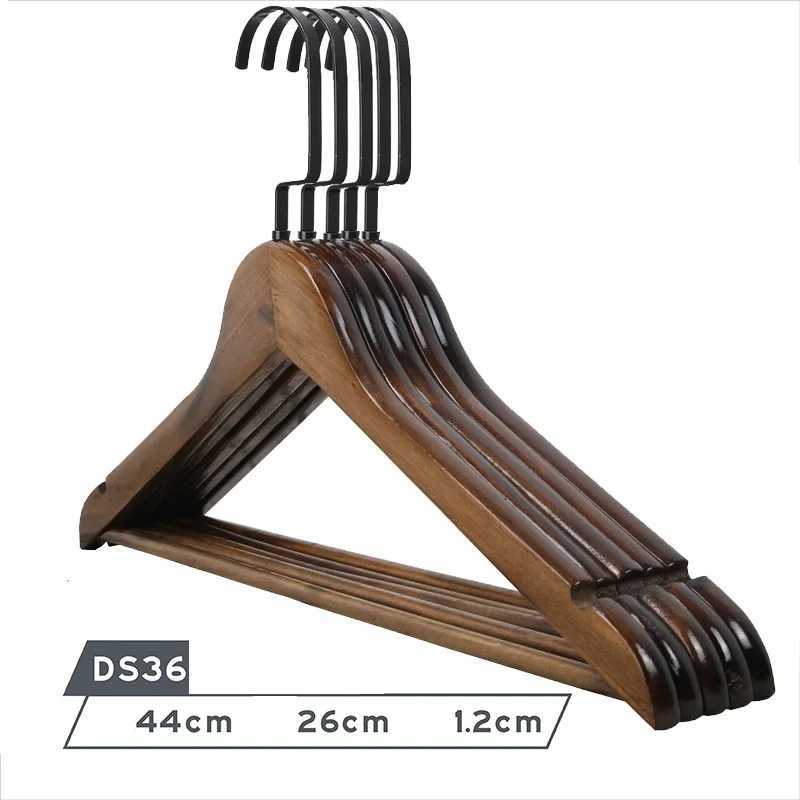10Pcs/set Adult Extra-Wide Solid Wood and Metal Hook Wooden Hangers With Notches Non-slip Metal Hook for Clothes W2760 C251117