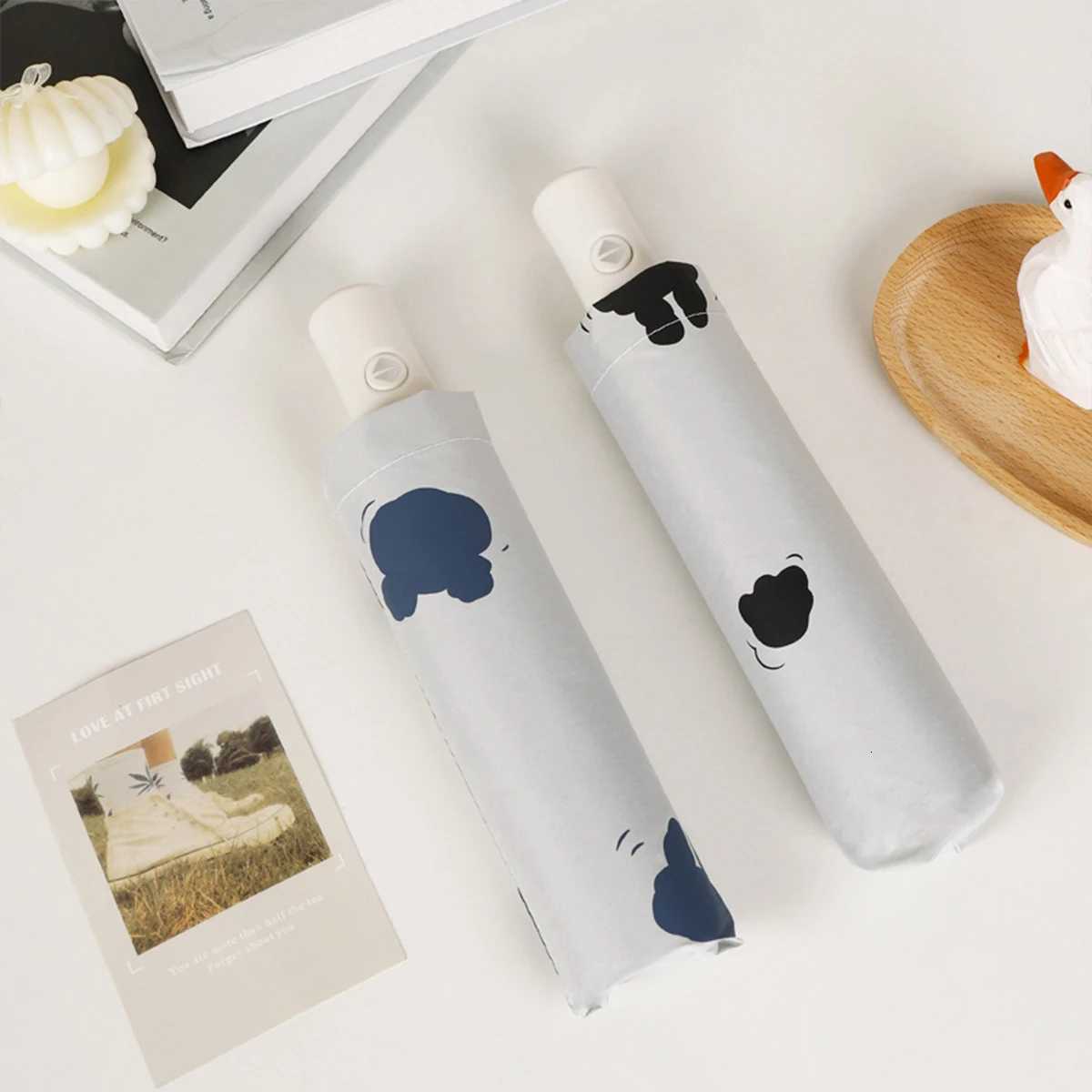 Ins Wind Flower Automatic Umbrella for Girls Fresh Folding Student Black Glue Sunscreen Rain and Rain Dual Use Sunshade Umbr C251117