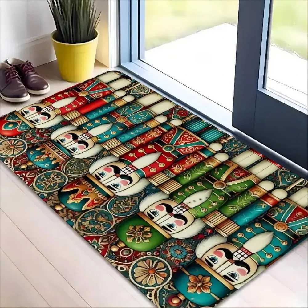 VIKAMA Christmas Nutcracker Non-Slip Door Mat - Indoor Welcome Rug for Living Room Bedroom Entrance Home DecorM251117