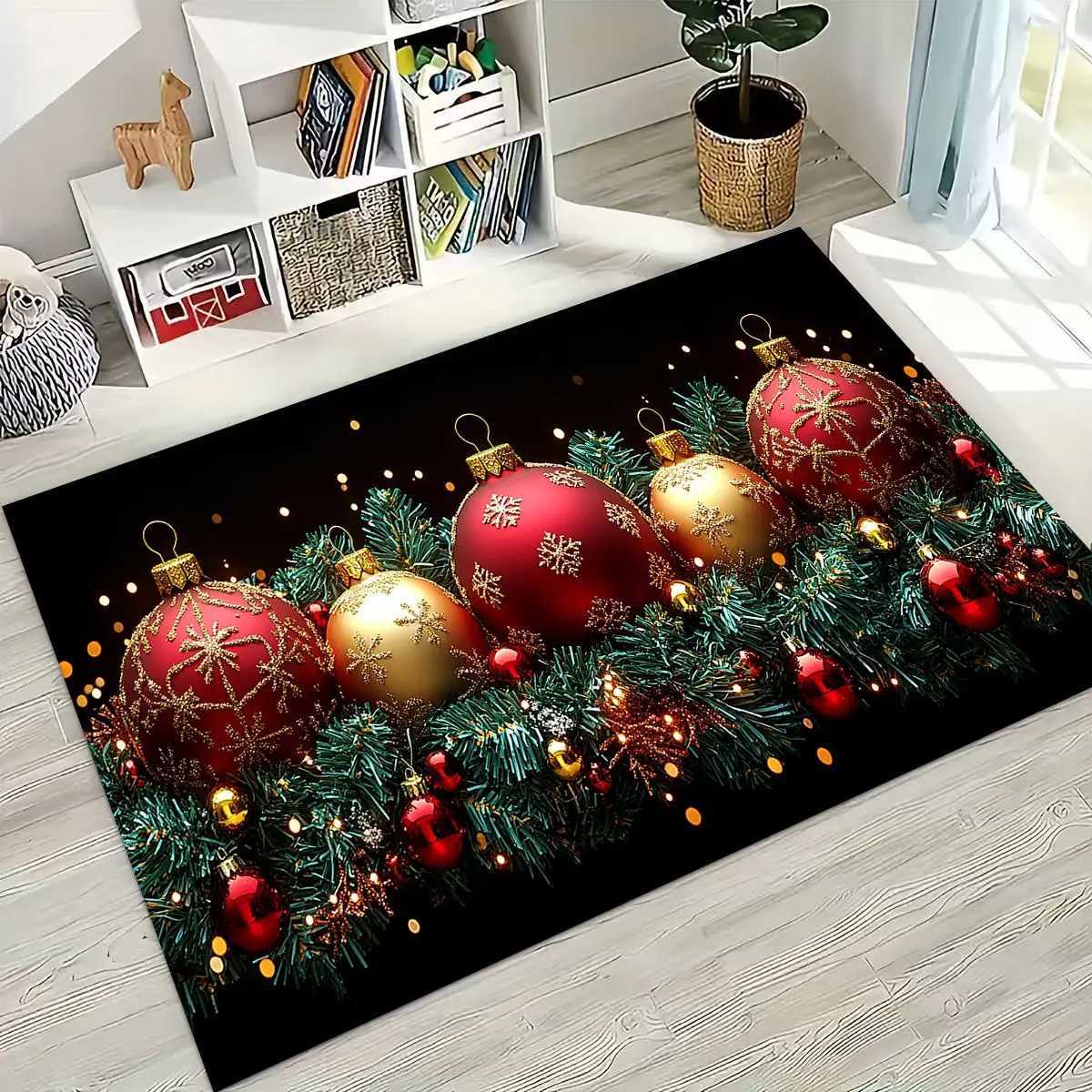 Happy New Year Merry Christmas Tree Santa Claus Cartoon Gift Carpet Rug for Bedroom Living Room Sofa Home Doormat DecorNon-slipM251117