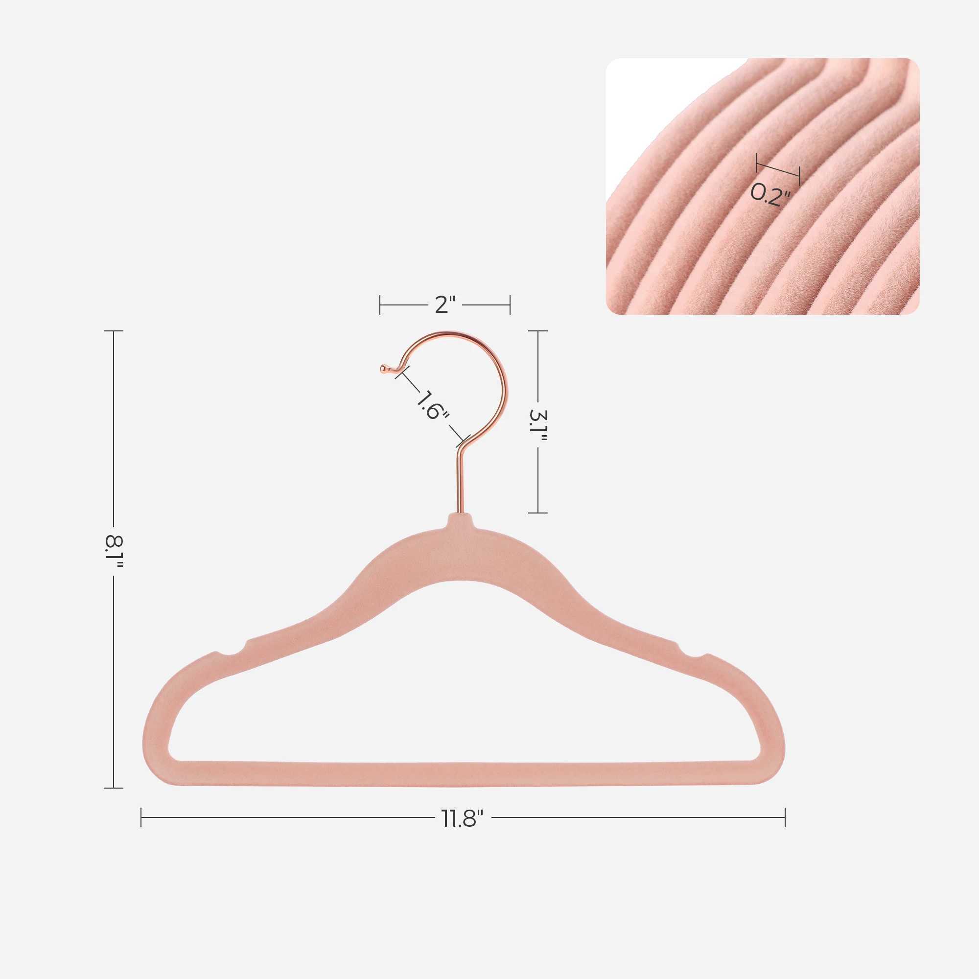 SONGMICS Baby Hangers 50 Pack Kids Hangers for Closet 118 x 81 Inches Rose Gold 360 Swivel C251117