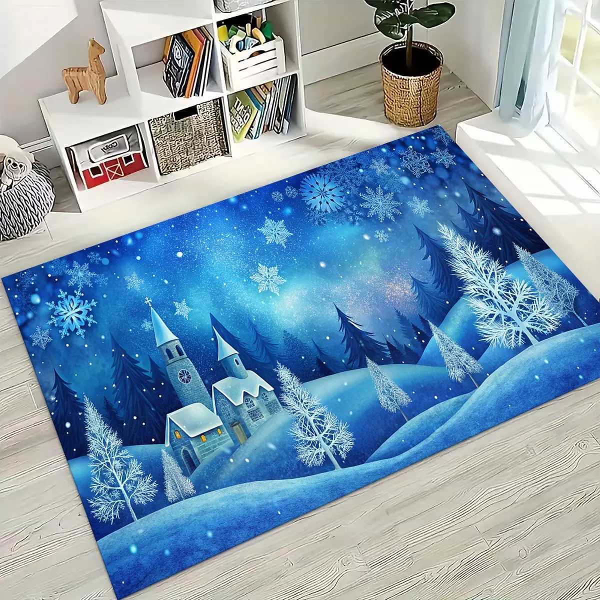 Happy New Year Merry Christmas Tree Santa Claus Cartoon Gift Carpet Rug for Bedroom Living Room Sofa Home Doormat DecorNon-slipM251117