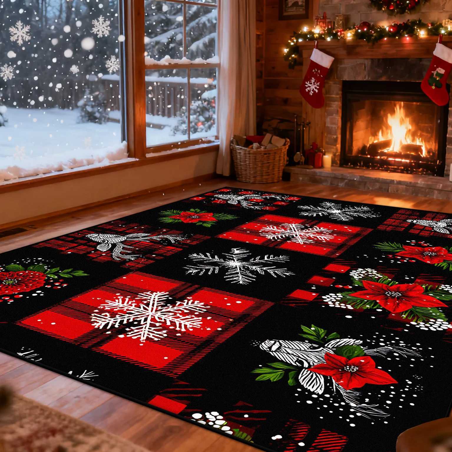 Christmas American Style Carpet for Living Room Decoration Sofa Coffee Table Area Rugs for Bedroom Large Area Floor Mat WashableM251117