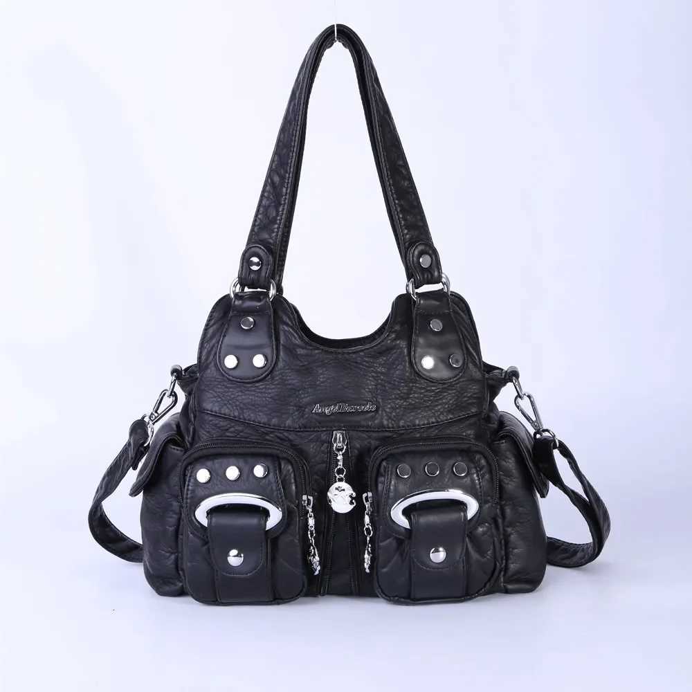 Women Handbag Fashion Small PU Shoulder Bag Soft Hobos Messenger Top-handle Bag Tote Satchel Front Pockets PurseW251117