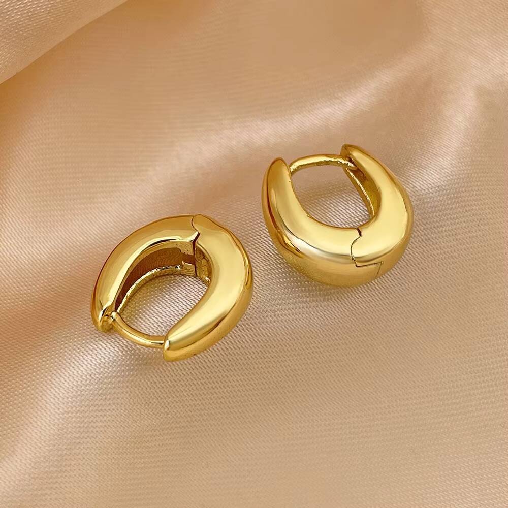 18K Gold Plated Hoop Earrings 925 Sterling Silver High End Polished Chunky Trendy for Weddings and Parties Gift