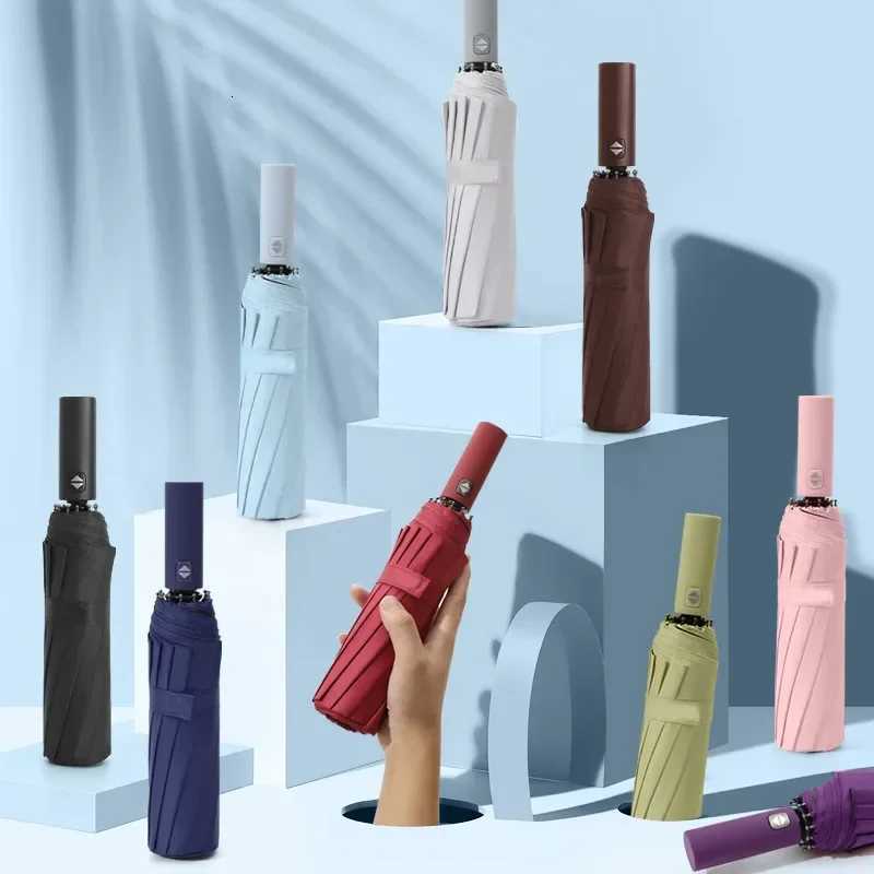 12 Ribs Strom Reinforced Automatic Large Folding Umbrella Waterproof Windproof Strong Sunny and Rainy Big Umbrellas for Men C251117