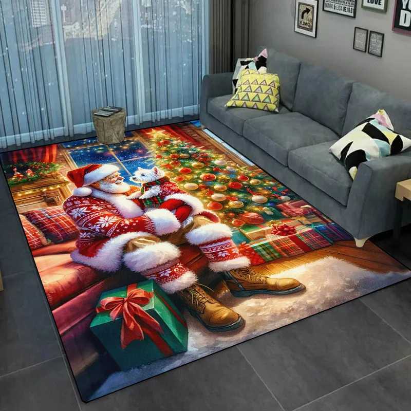 176 LB Per Square Meter Crystal Velvet Home Carpet Featuring a Santa Claus Design Suitable for The Living Room Bedroom KitchM251117