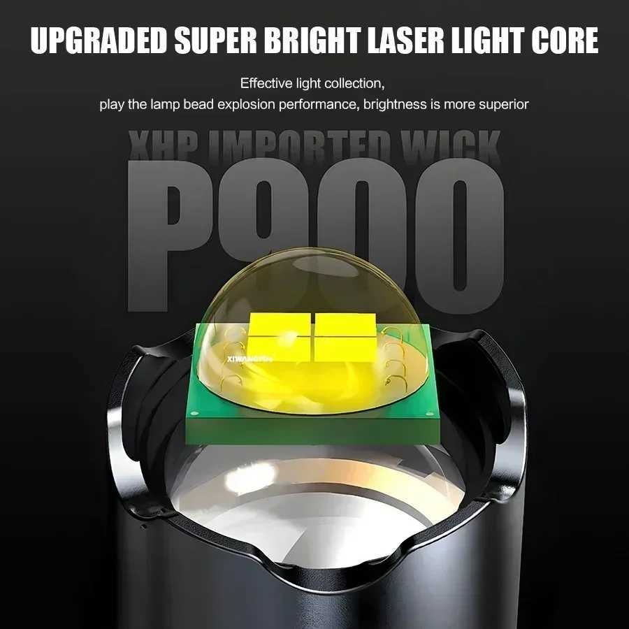 Heinast Powerful LED Flashlight With Display Rechargeable Telescopic Zoom Torch Emergency Lantern For Outdoor Camping Fishing M251117