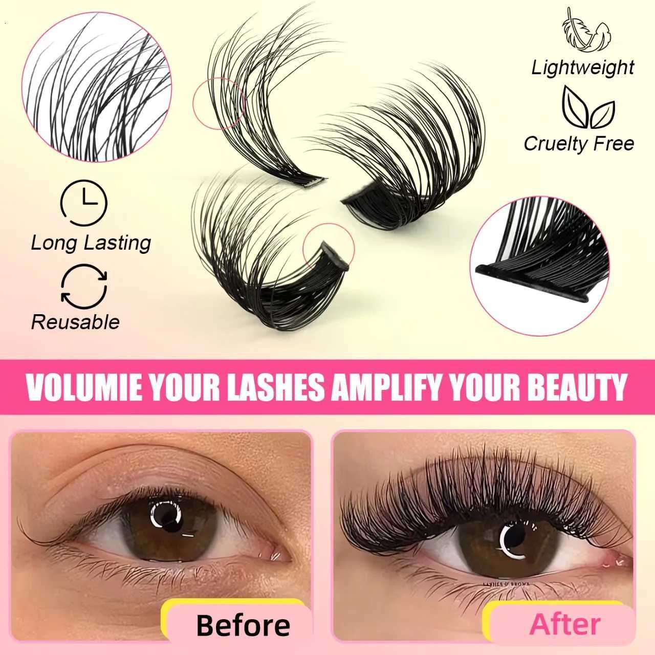QIUNING Eyelash Clusters Kit Fluffy Individual Lashes Lash Bond and Seal and Remover Faux Mink Lashes Eyelash Extension DIYT251117