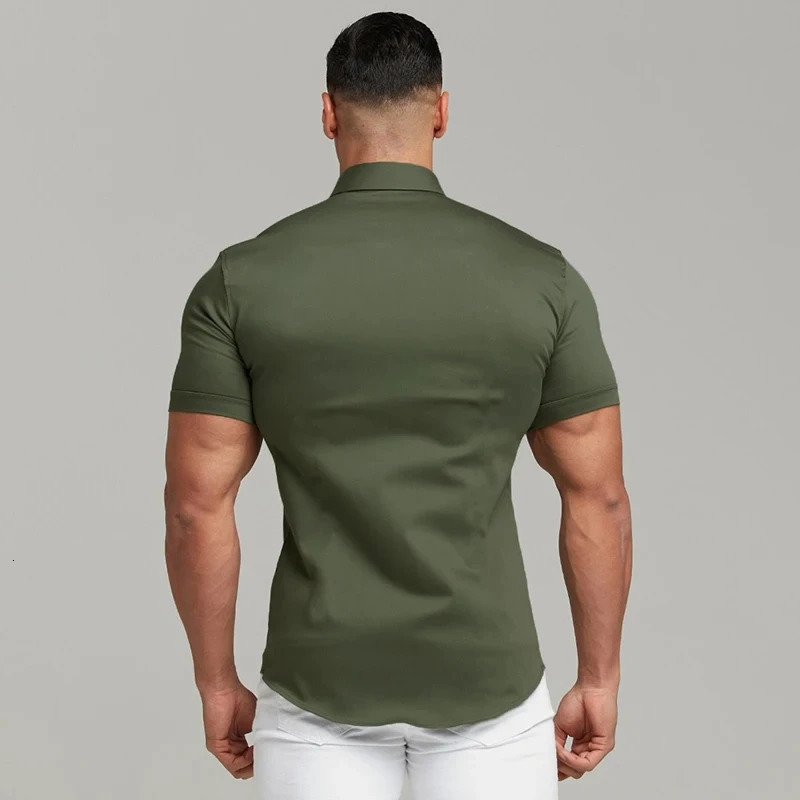 Summer Mens Casual Formal Single-breasted Shirt Fashion Loose Classic Slim Short Sleeve Solid Color Fashionable Shirt 250417