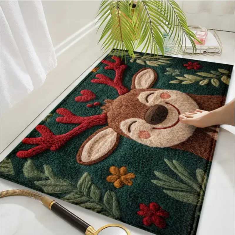 Santa Claus Welcome Door Mat Washable Indoor and Outdoor Entrance Mat RV Mat Kitchen Carpet Suitable for Bathroom Kitchen EtcM251117