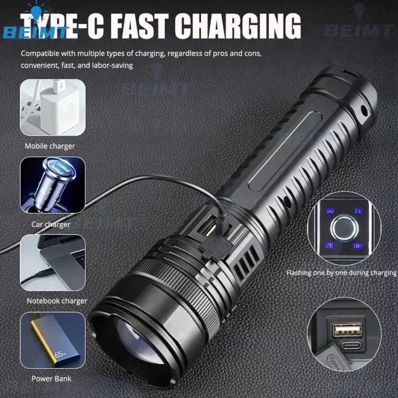 1000000LM LED White Laser Built-in Battery Flash Light Emergency Spotlights 5km Most Powerful Led Flashlights Tactical Torch M251117