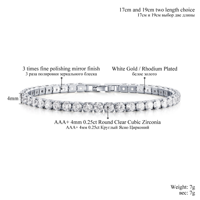 Chic Women's Sterling Silver 925 Tennis Bracelet Featuring Dazzling Zirconia Stones - Ideal for Celebrations (Size Range 16-19cm)