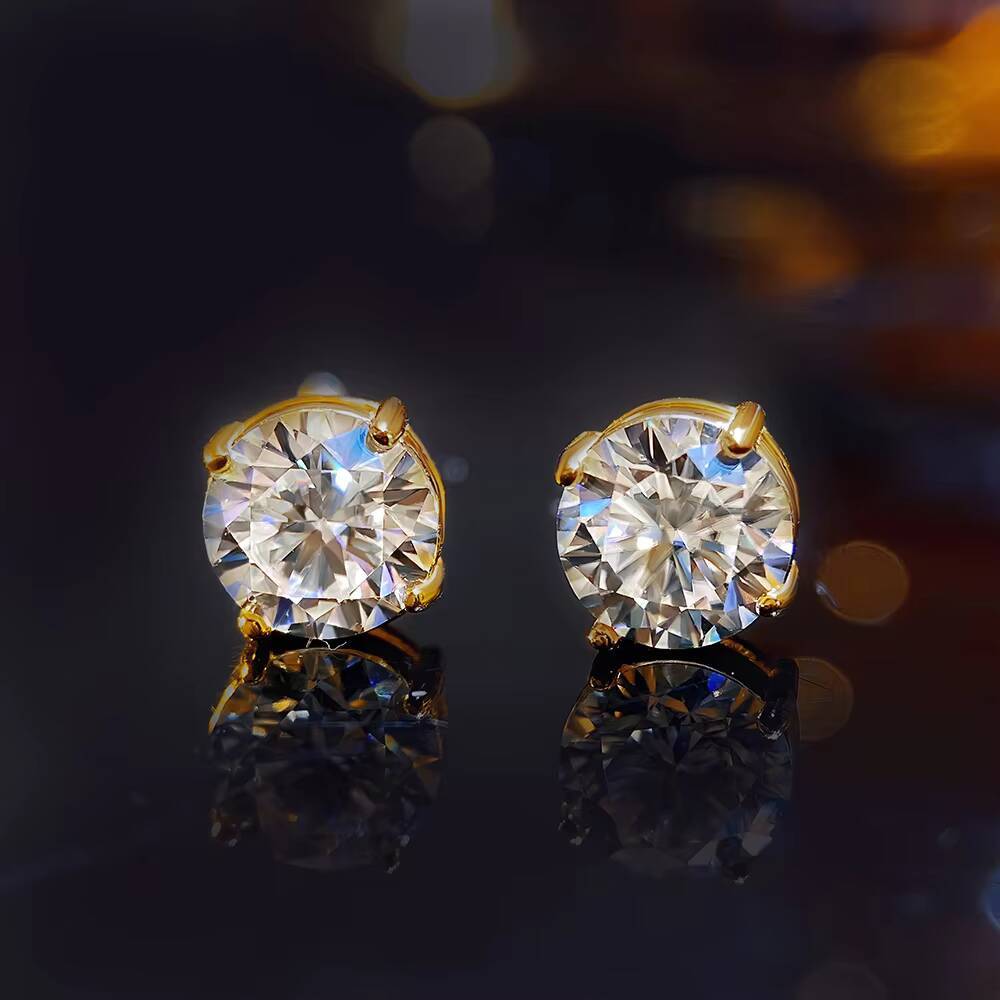 Womens 4mm 5mm 6mm 925 Sterling Silver Moissanite Stud Screw Back Earrings Fine Jewelry in Stock