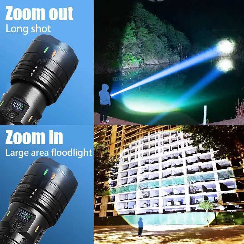 30000000LM High Power LED Flashlight Most Bright Tactical Torch Rechargeable Portable Light Long Shot 5000M Camping Hunting Lamp M251117
