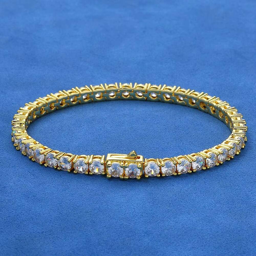 Trendy Brand Men S925 Silver Fine Chain Bracelet Cross-Border Hip Hop Customized Tennis Chain Moissanite