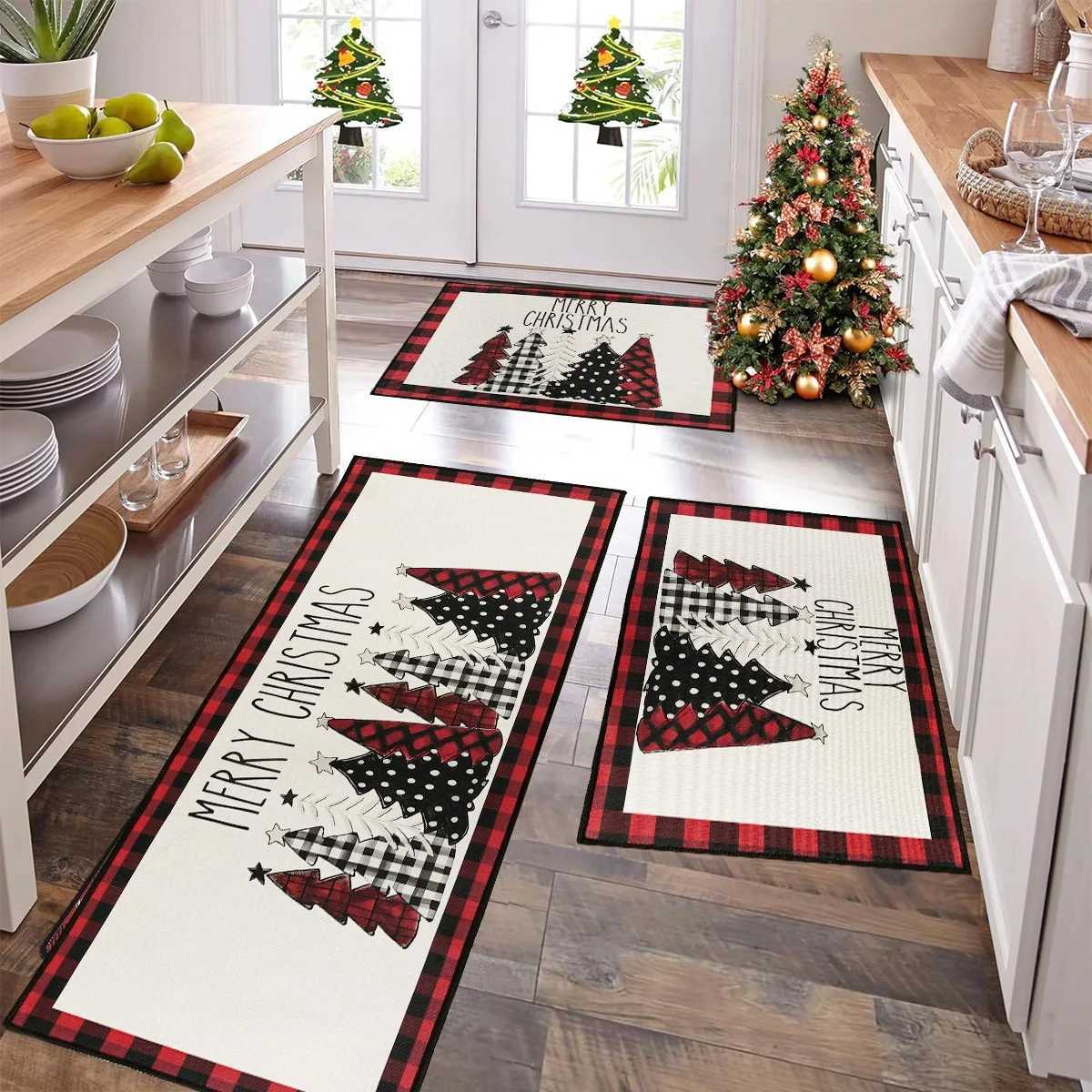 Christmas Tree Floor Mat Home Kitchen Absorbent Non-slip Rugs Merry Christmas Decoration For Home 2025 Happy New Year 2026 GiftsM251117