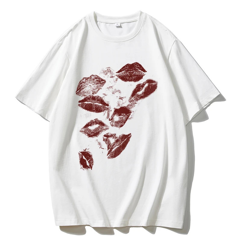 Blessyuki Harajuku Heart Printed Women T Shirts 100% Cotton Plus-size Casual Streetwear Tees Female Oversized Summer T 250417