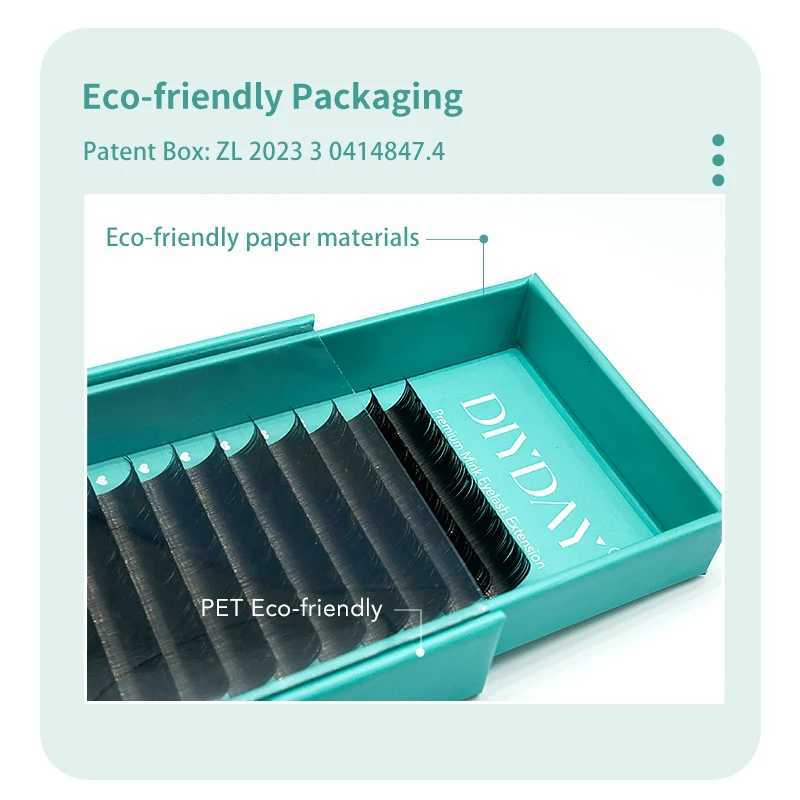 DIYDAY Ellipse Flat Eyelash Extension Split Tips Matte Black False Lashes Super Soft Flat Shaped Individual Faux Mink EyelashesT251117