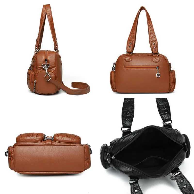 Luxury Soft Leather Tote Bag Large Capacity Multiple Pockets Shoulder Crossbody Bags Women Handbag Female Messenger BagsW251117