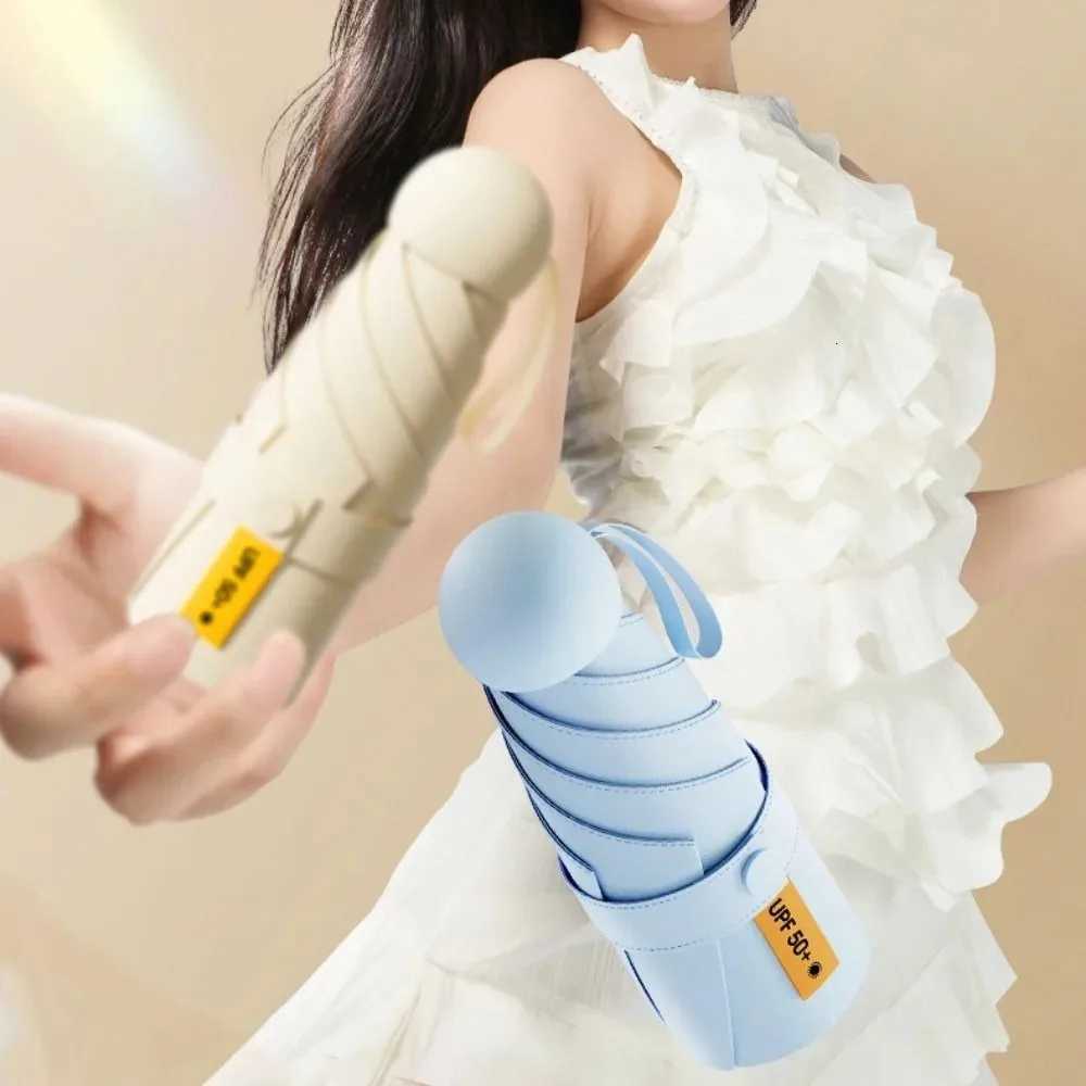 1PC 6-Ribs Capsule Umbrella Sunny and Rainy Dualuse Rainproof Sun Protection Outdoor Traveling Portable Mini Umbrella C251117