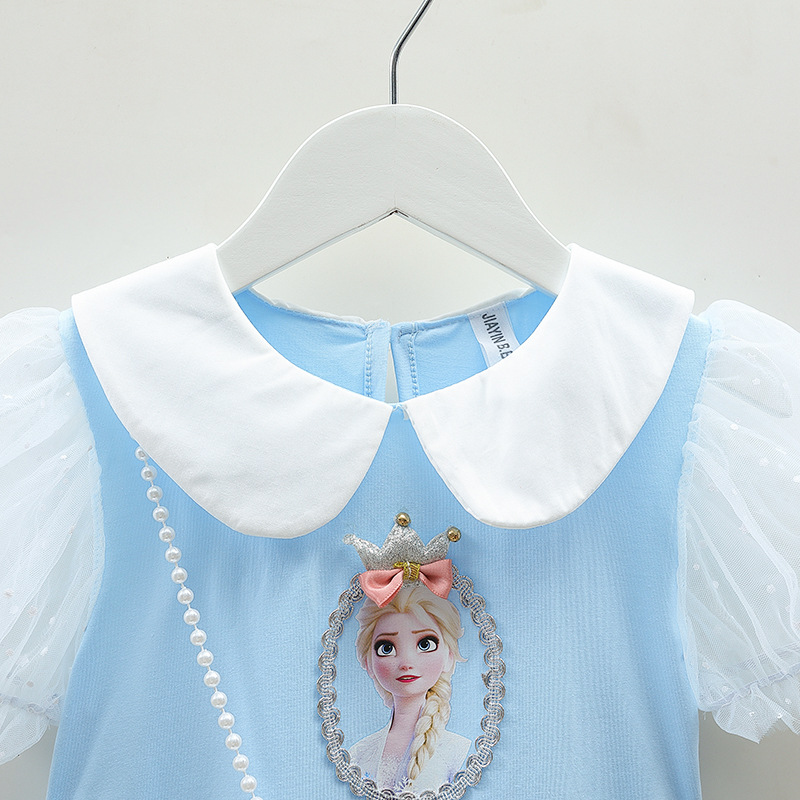 Disney Children's Apparel Princess Skirt Beach Dress Birthday Dress Children's Designer Apparel "Frozen" Mesh Dress Baby Short Sle