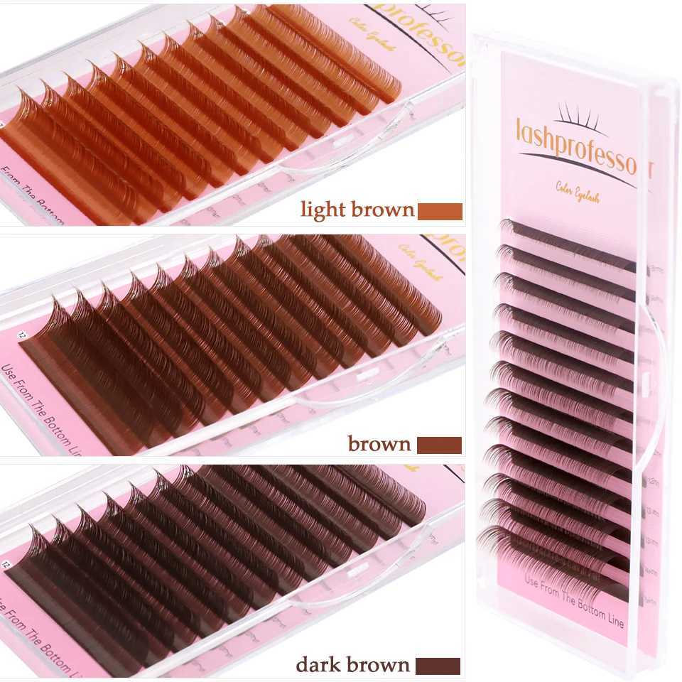 Lashprofessor Dark Brown Eyelash Extensions Brown Eyelashes Soft High Quality Individual Lashes Natural Colorful False EyelashesT251117