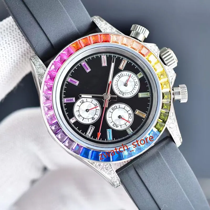 High-quality Diamond Rainbow Wristwatch Automatic Mechanical Watch with Rubber Stainless Steel Strap Designer Waterproof Watch 11