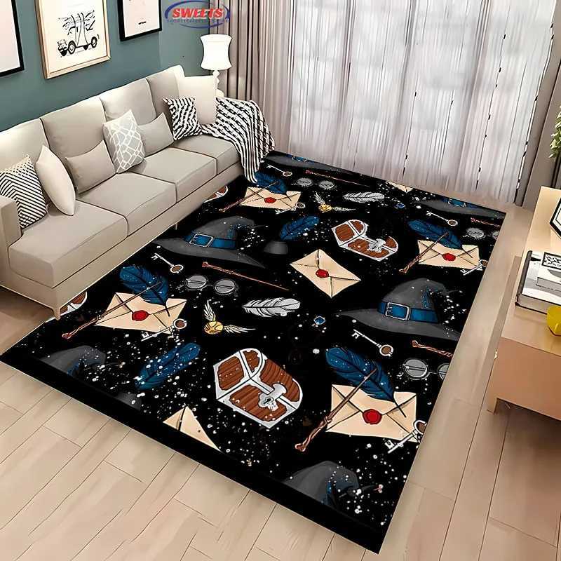 3D Magic Props Pattern Magic Hat Wand Floor Rug Carpet for Living Room Bedroom Sofa Mat Kitchen Doormat Non-slip Floor Mat GiftM251117