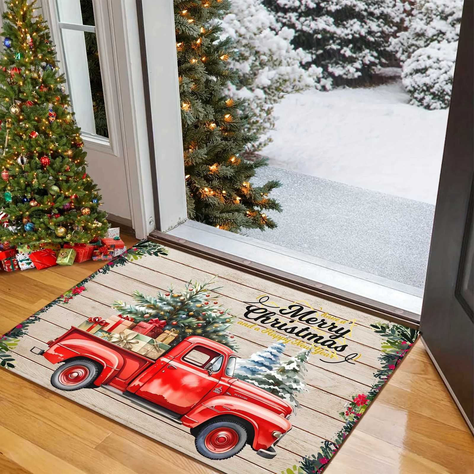 VIKAMA Christmas Carpet Filled With Christmas Gifts Carpet Doormat Welcome Carpet Outdoor Doormat Room Rug Christmas DecorationM251117