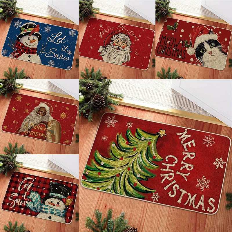 Christmas Element Printed Doormat Anti Slip and Anti Stain 100 Polyester Carpet Suitable for Front Door Living Room Bedroom RugM251117