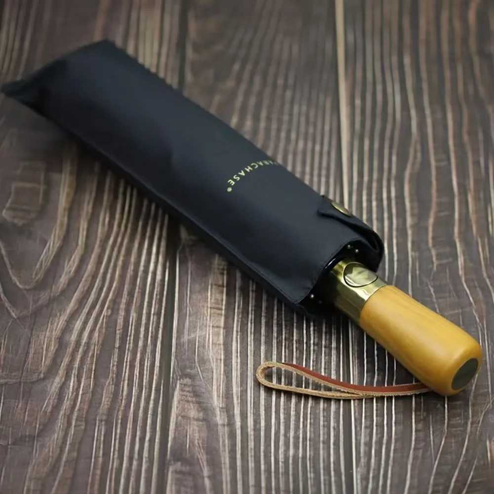 OLYCAT Fully Automatic Umbrella Men 10K Windproof Folding Umbrella 280T Fabric Big Parasol Umbrella Wooden Handle C251117