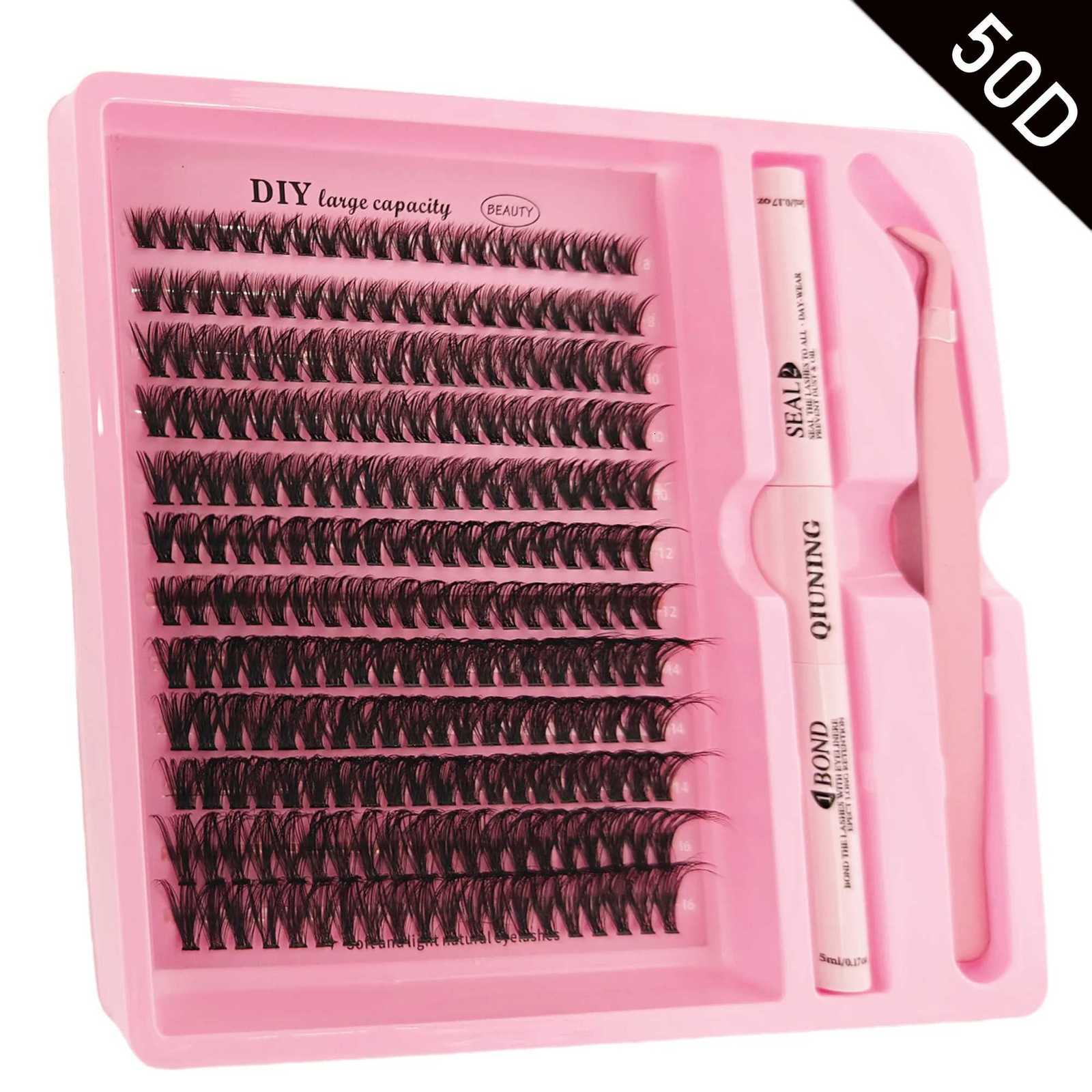 QIUNING Eyelash Clusters Kit Fluffy Individual Lashes Lash Bond and Seal and Remover Faux Mink Lashes Eyelash Extension DIYT251117