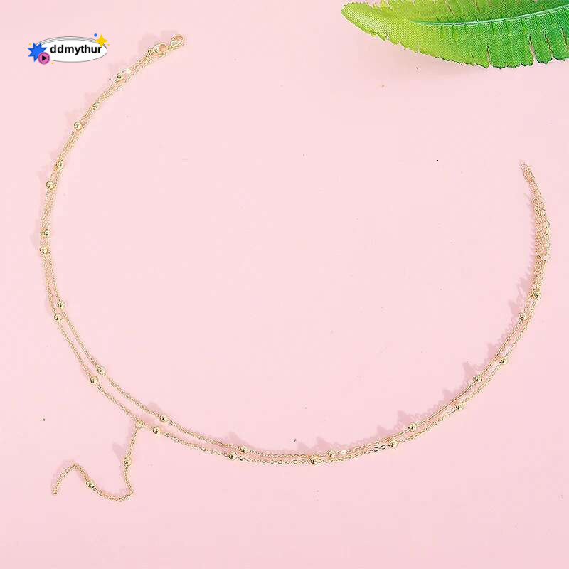 New Trendy Sterg Sier Double Layer Bead Necklace Long Pendant Tassel Neckchain For Women Fine Jewelry Accessories Gift ddmythur