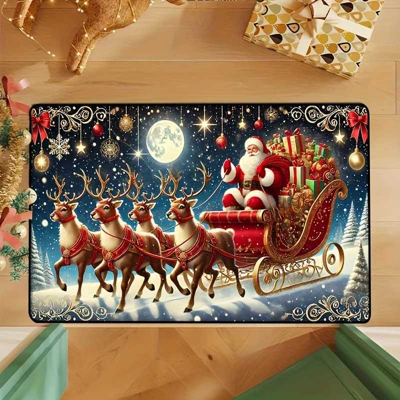 Washable Santa Reindeer Christmas Doormat - Non-Slip Perfect for Bedroom Hallway Kitchen Entrance Festive Home DecorM251117
