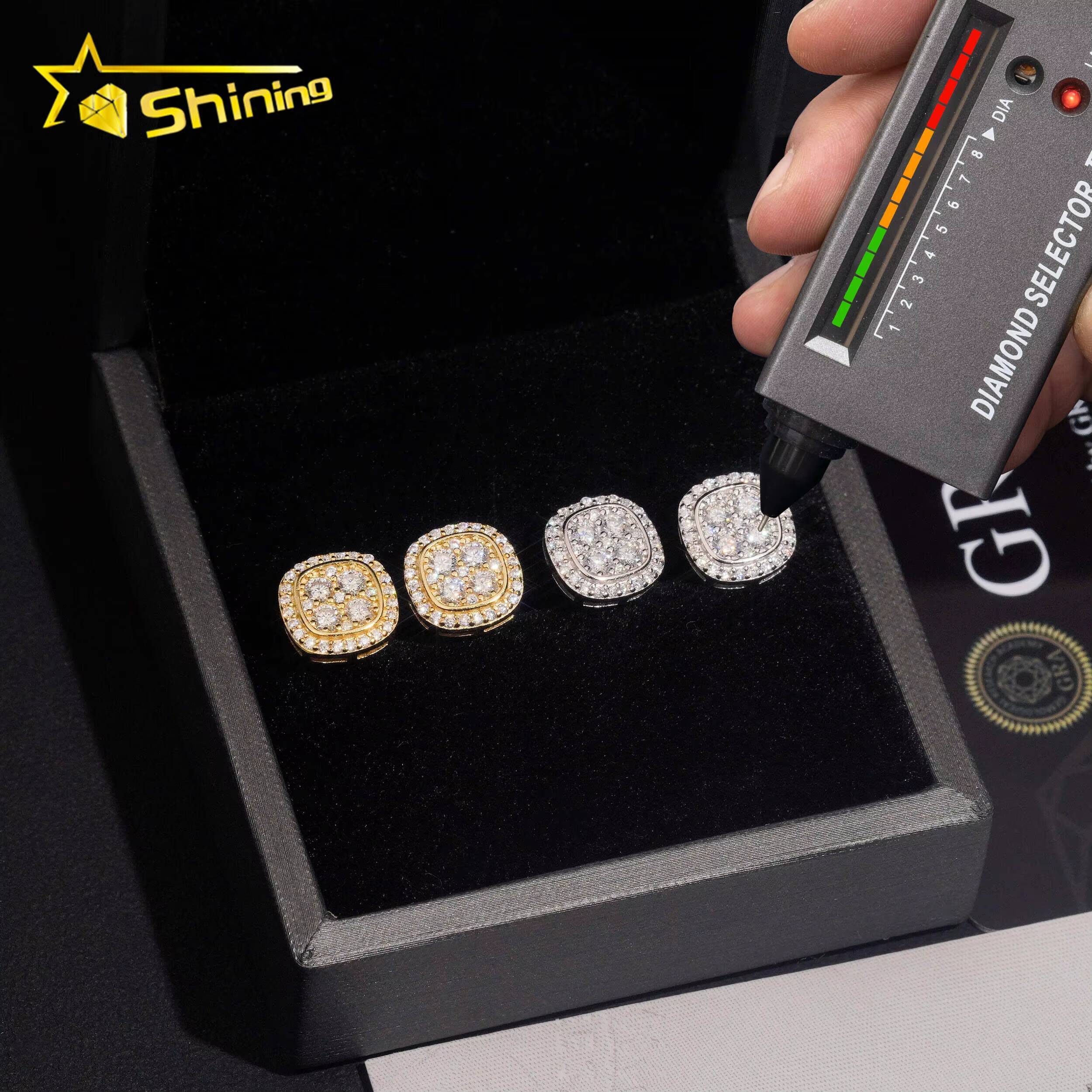 Local Stock Fast Shipping Iced Out Jewelry Screw Back Hip Hop 925 Silver VVS Moissanite Earrings