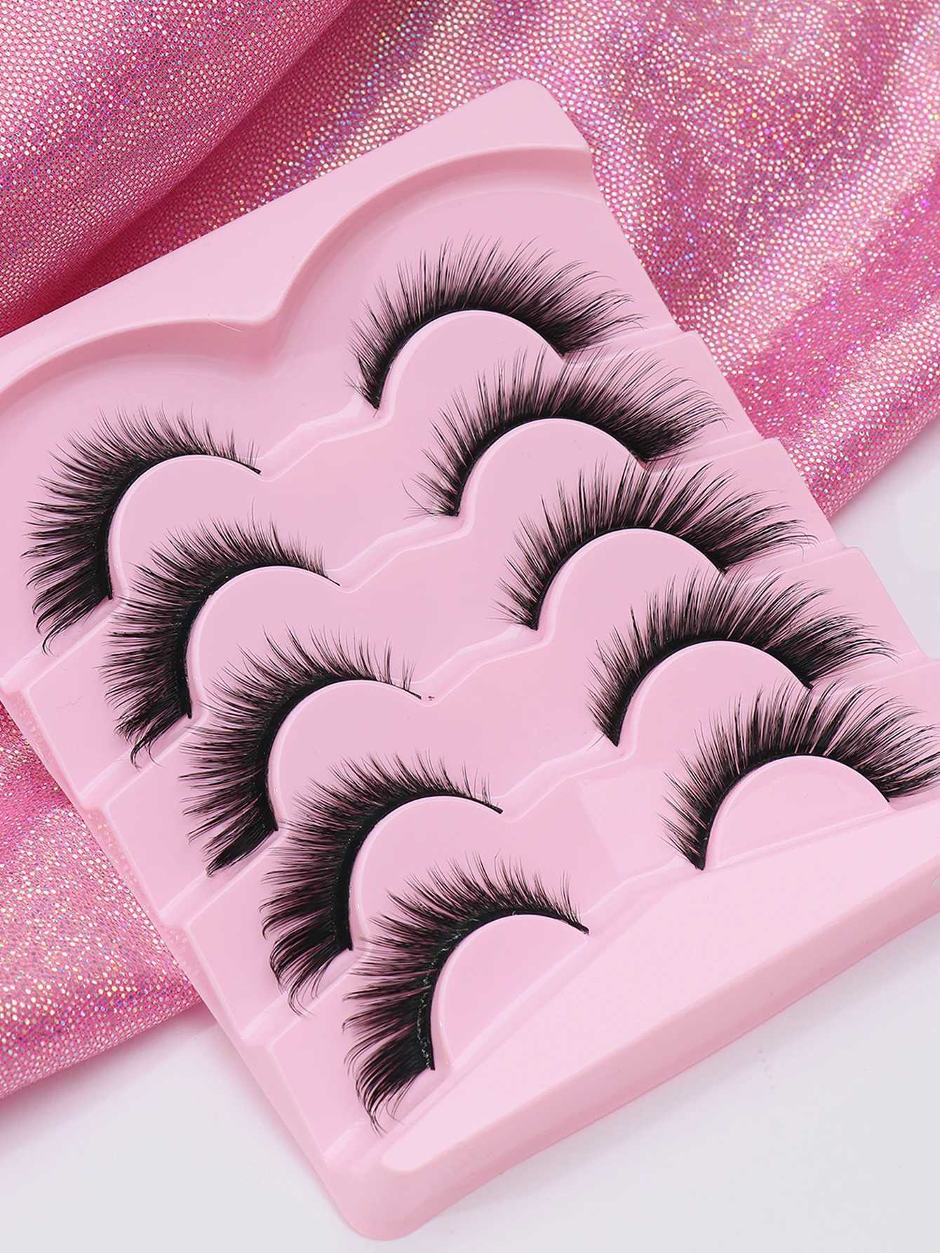 5 pairs of natural false eyelashes suitable for daily business meetings natural false eyelashes fluffy and soft 3D mink falseT251117