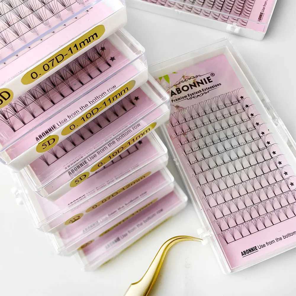 ABONNIE Premade Volume Fans Short Stem 3d/4d/5d/6d Russian Eyelash Extension Mink Eyelash Extension All Size Lashes TrayT251117