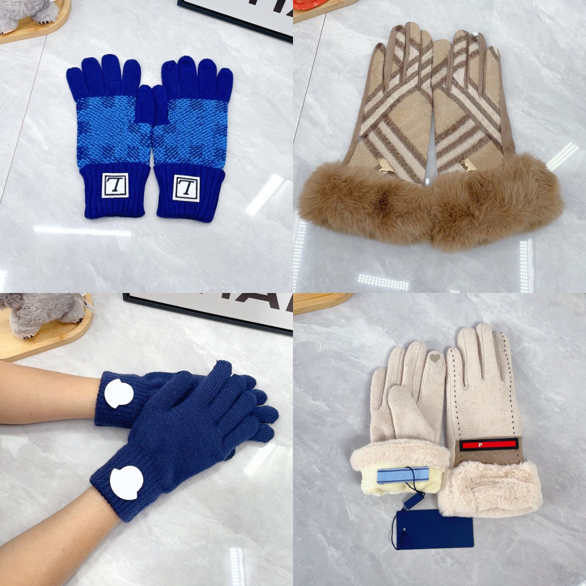 Brand Gloves Designer For Women Winter Fashion Men's Woolen Gloves Pink Plush Mittens Glove With Outdoor Sport Classic Stripes Warm Gloves