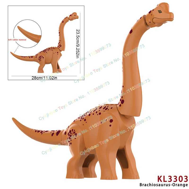 MOC Jurassic Dinosaur World Grey Brown Pink Green Brachiosaurus Building Kit Bolcks Brick Dinosaur Park Character Toy ChildrenY250417WGYB