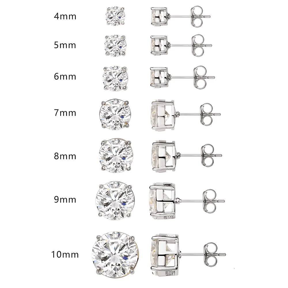 Wholesale Jewelry Earrings Customization 4MM 5MM 6MM 7MM 8MM 9MM Classic Rhodium Plating Stud Earring Silver 925 Sterling Women