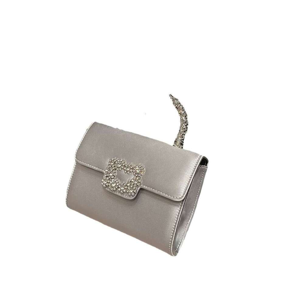 2025 New Model RV Silk Buckle Single Shoulder Crossbody Evening Small Square Socialite Inlaid Rhinestone Fashion Women's Bag