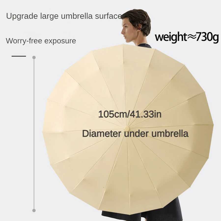 Automatic sturdy umbrella 16 bone 3-strand umbrella frame thickened wind resistant 105cm large umbrella sunshade wind resistant C251117