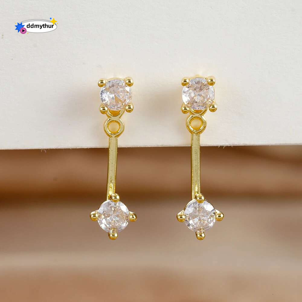 2PCS Exquisite Short Tassel Pendant Earrings for Women Trendy Cubic Zirconia Stud Earring Party Wedding Jewelry Accessories Gift ddmythur